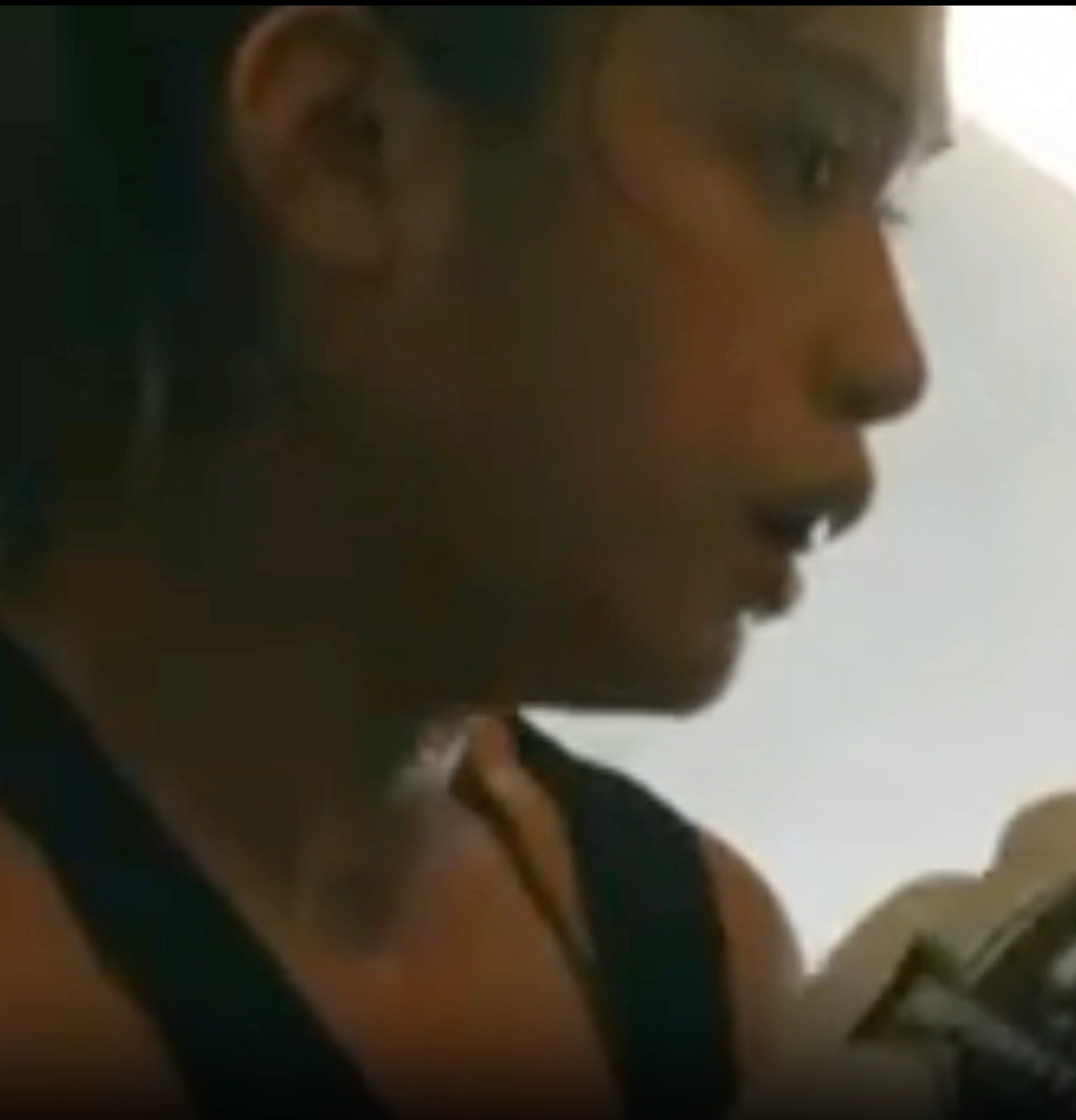Athlete in profile, mid training session